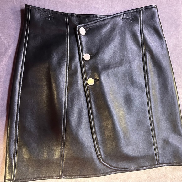 AS by DF - Allison Recycled Leather Skirt  - Black - Small - Picture 6 of 8
